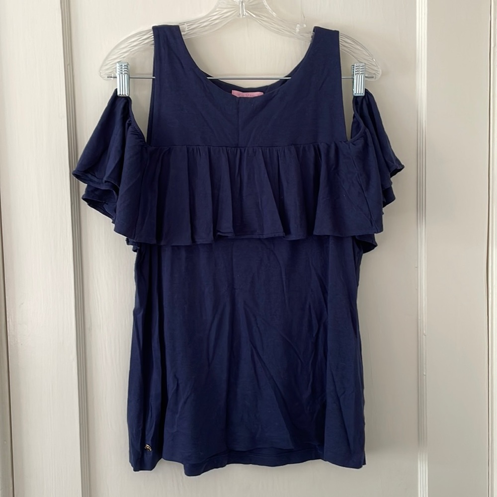 Lilly pulitzer cold shoulder navy top